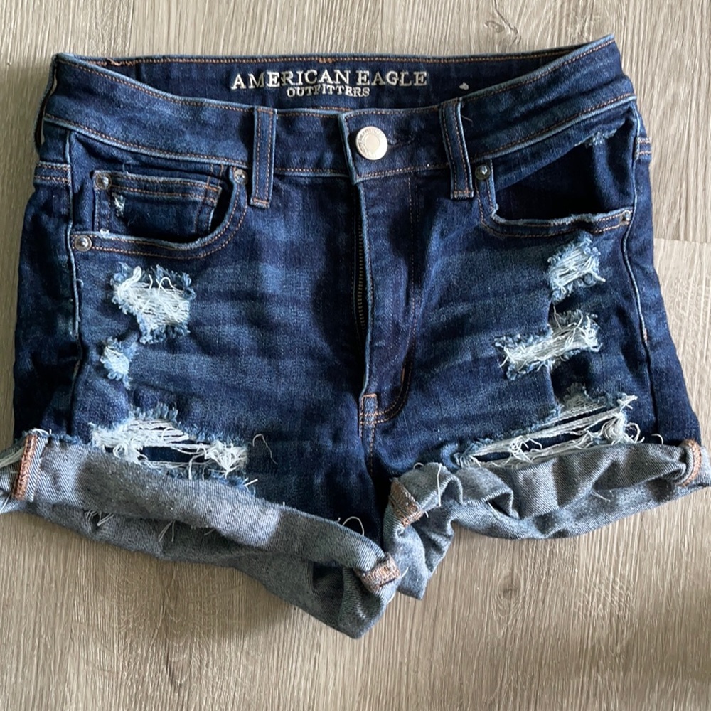 high rise shortie ripped jean shorts